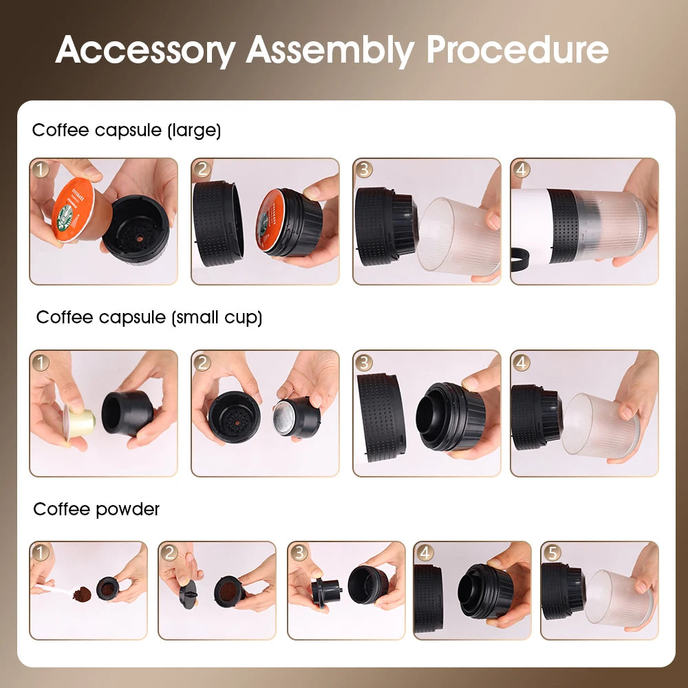 Multifunctional Cordless Automatic Heating Portable Coffee Machine Cold Brew Capsule Outdoor Portable Coffee Machine
